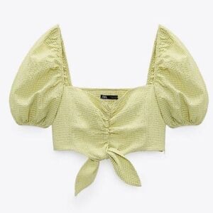 Zara gingham plaid cropped top medium